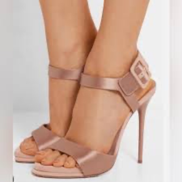 NEW Paul Andrew “Kalida” Satin Sandals Nude Blush Heels 39 (US 8-9), $795 Retail - Picture 1 of 12